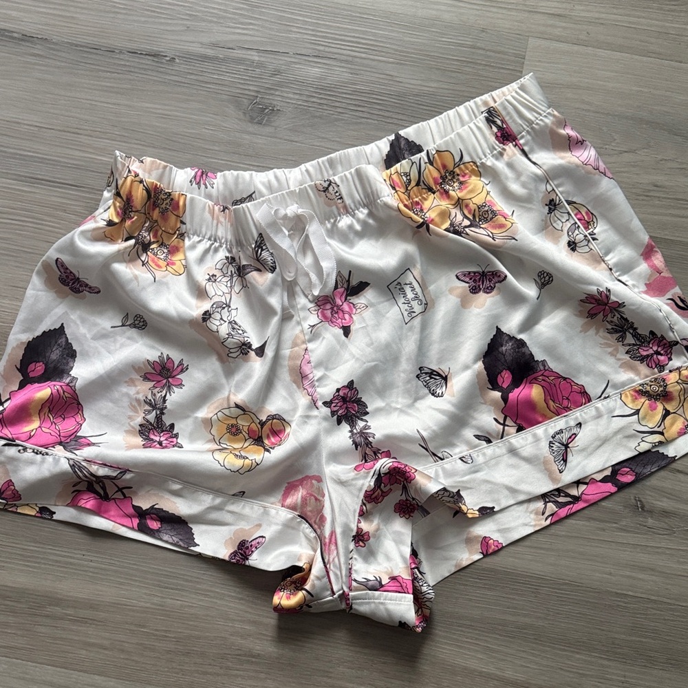 Victoria's Secret Floral Satin Shorts - White, Pink, Yellow, Black